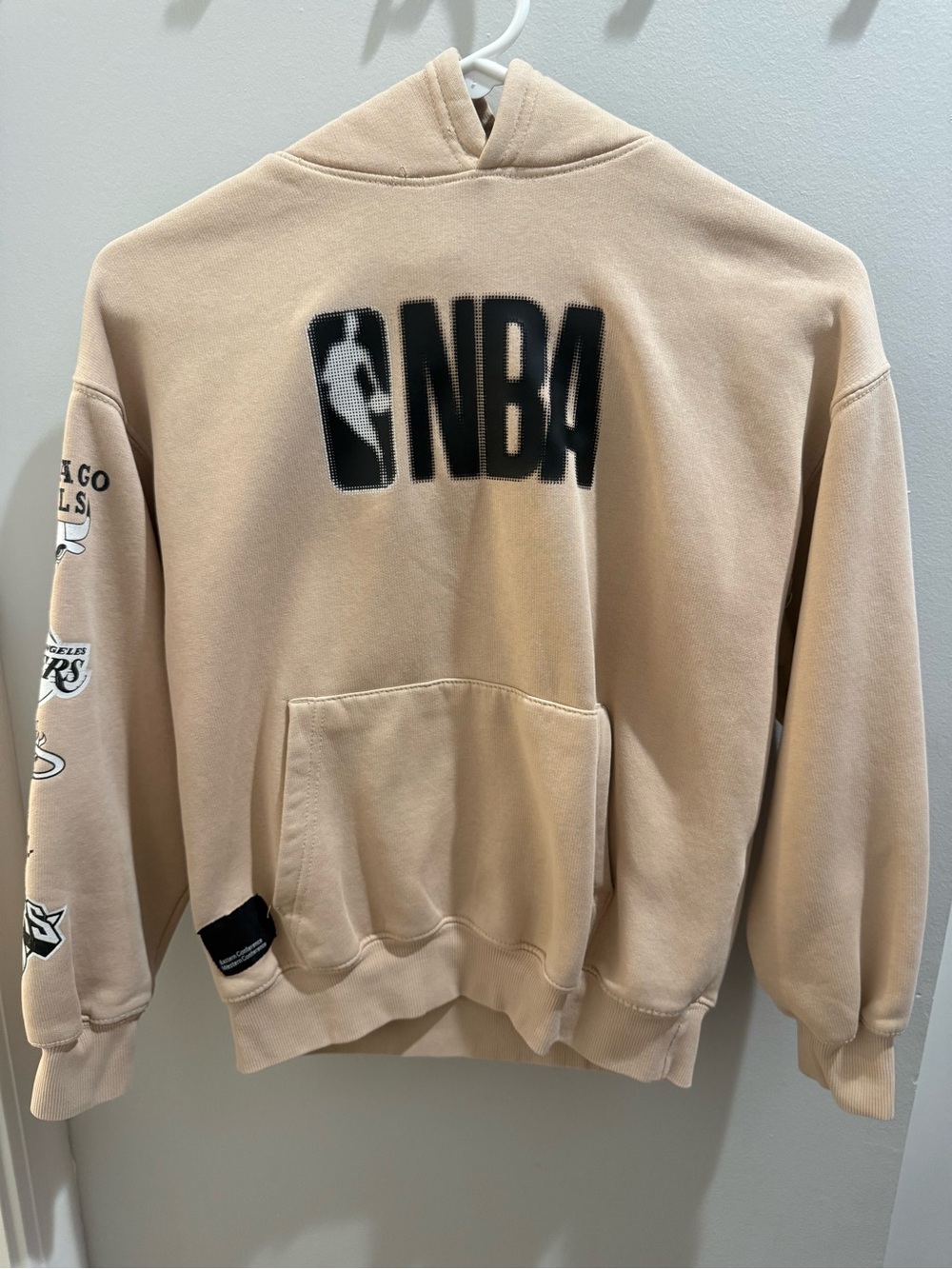 NBA Logo Beige Hoodie Sweatshirt - Zara x NBA